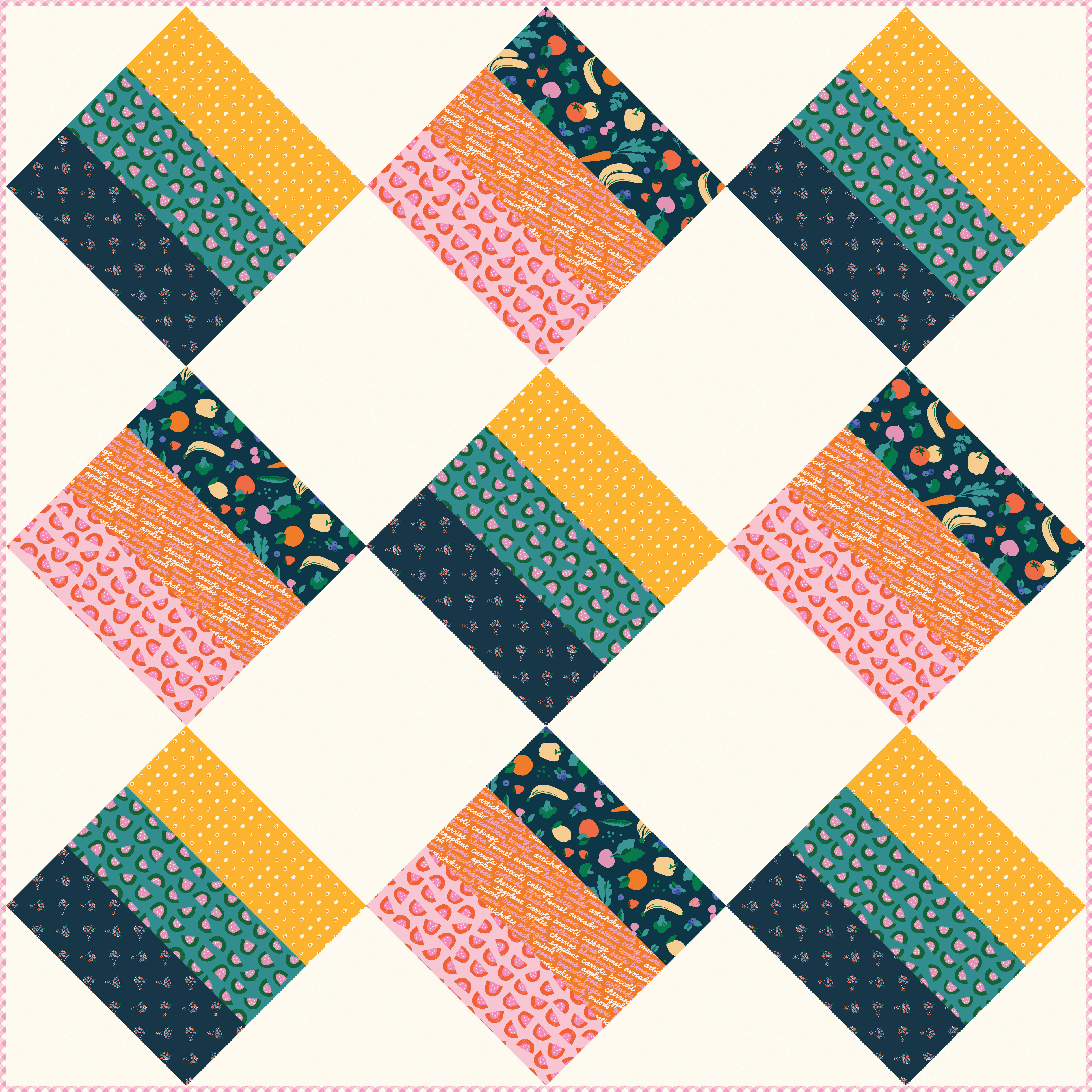 Food Group Peacock - Bouquet Flowers - Quilt Fabric