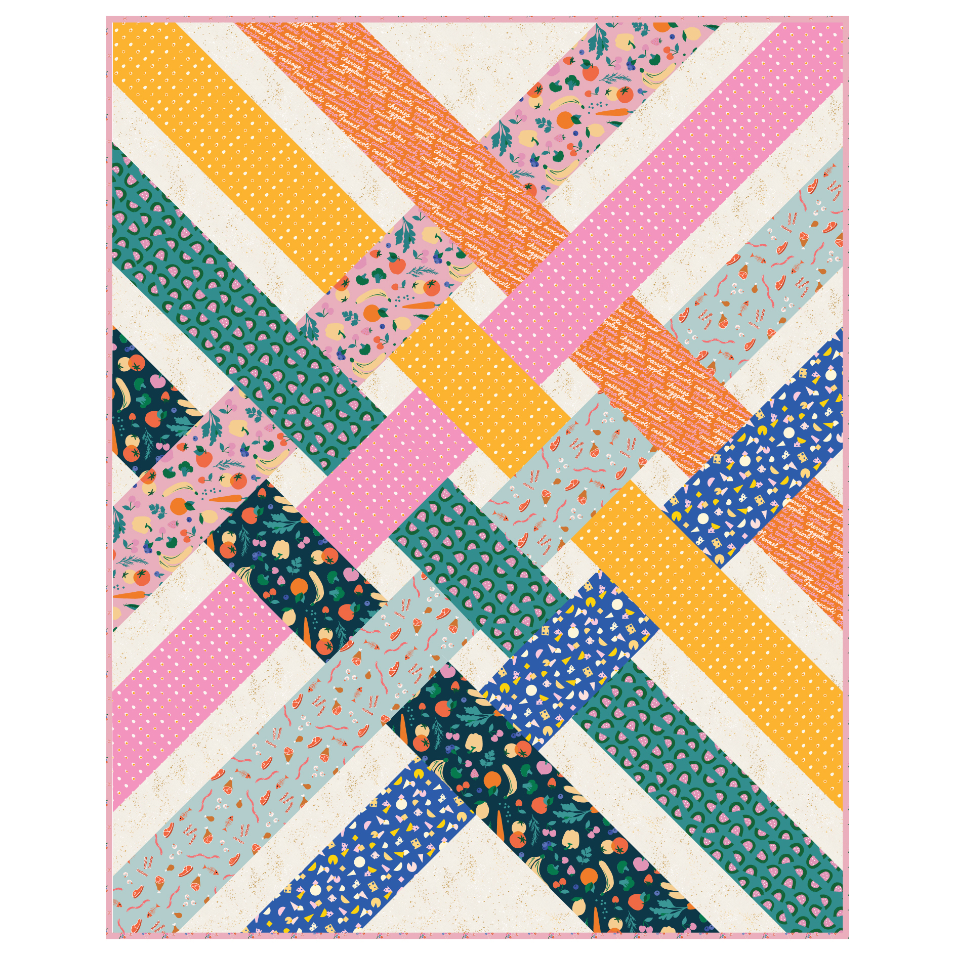 Food Group Peacock - Bouquet Flowers - Quilt Fabric