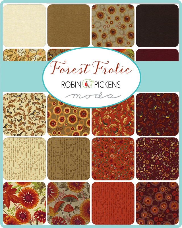 Forest Frolic Caramel - Leafy Lines Stripes - Quilt Fabric