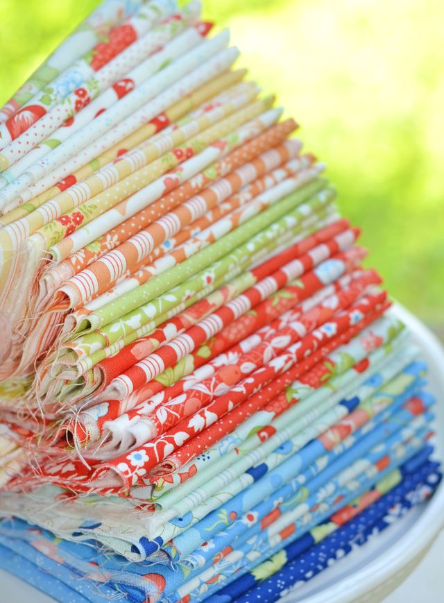 Fruit Cocktail Tangerine - Flour Sack Meadow - Quilt Fabric