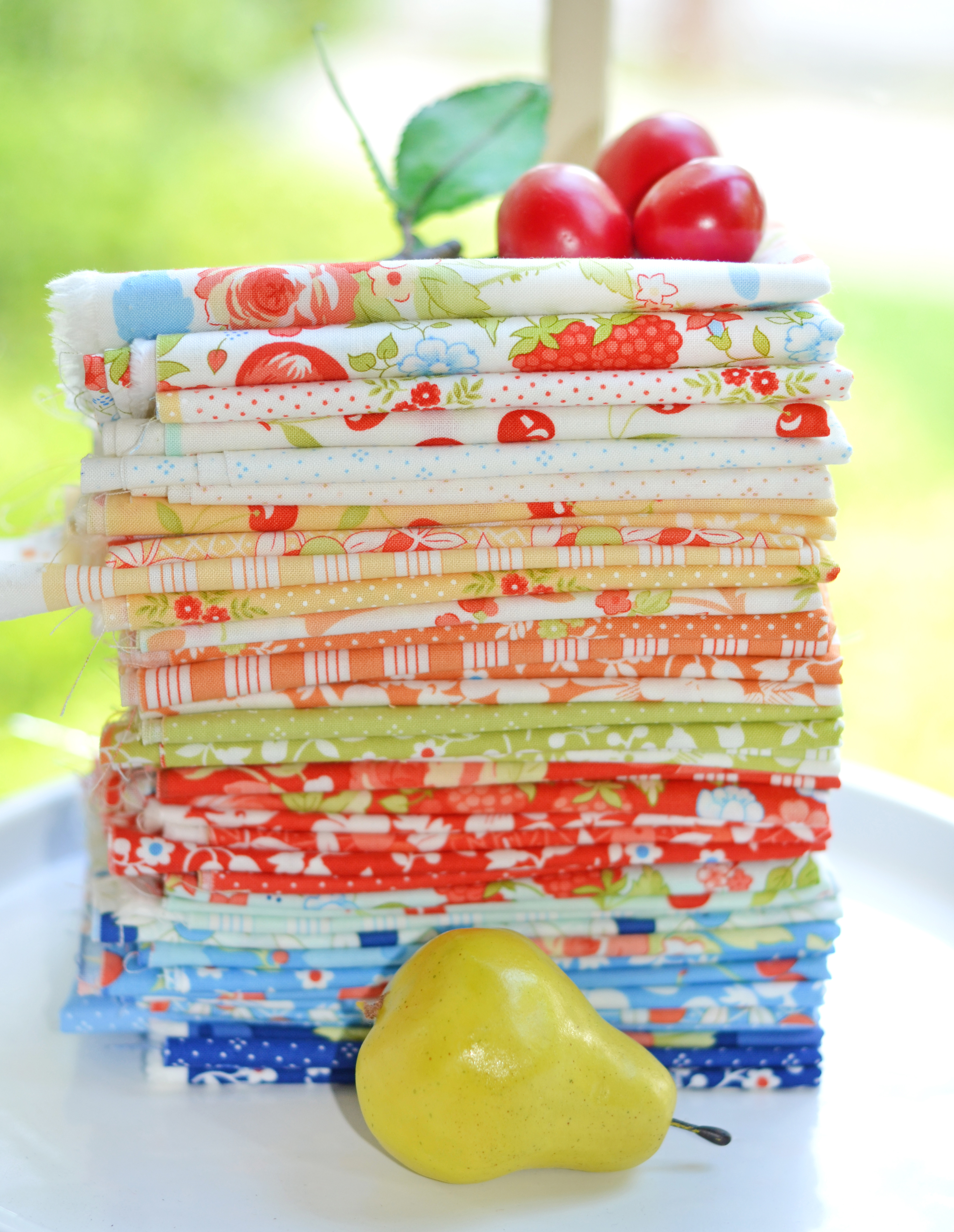 Fruit Cocktail Tangerine - Flour Sack Meadow - Quilt Fabric