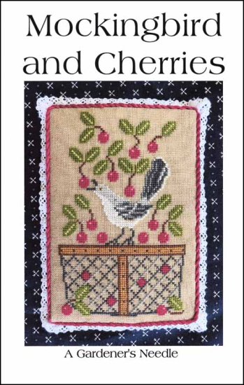 Mockingbird and Cherries - Cross Stitch Pattern