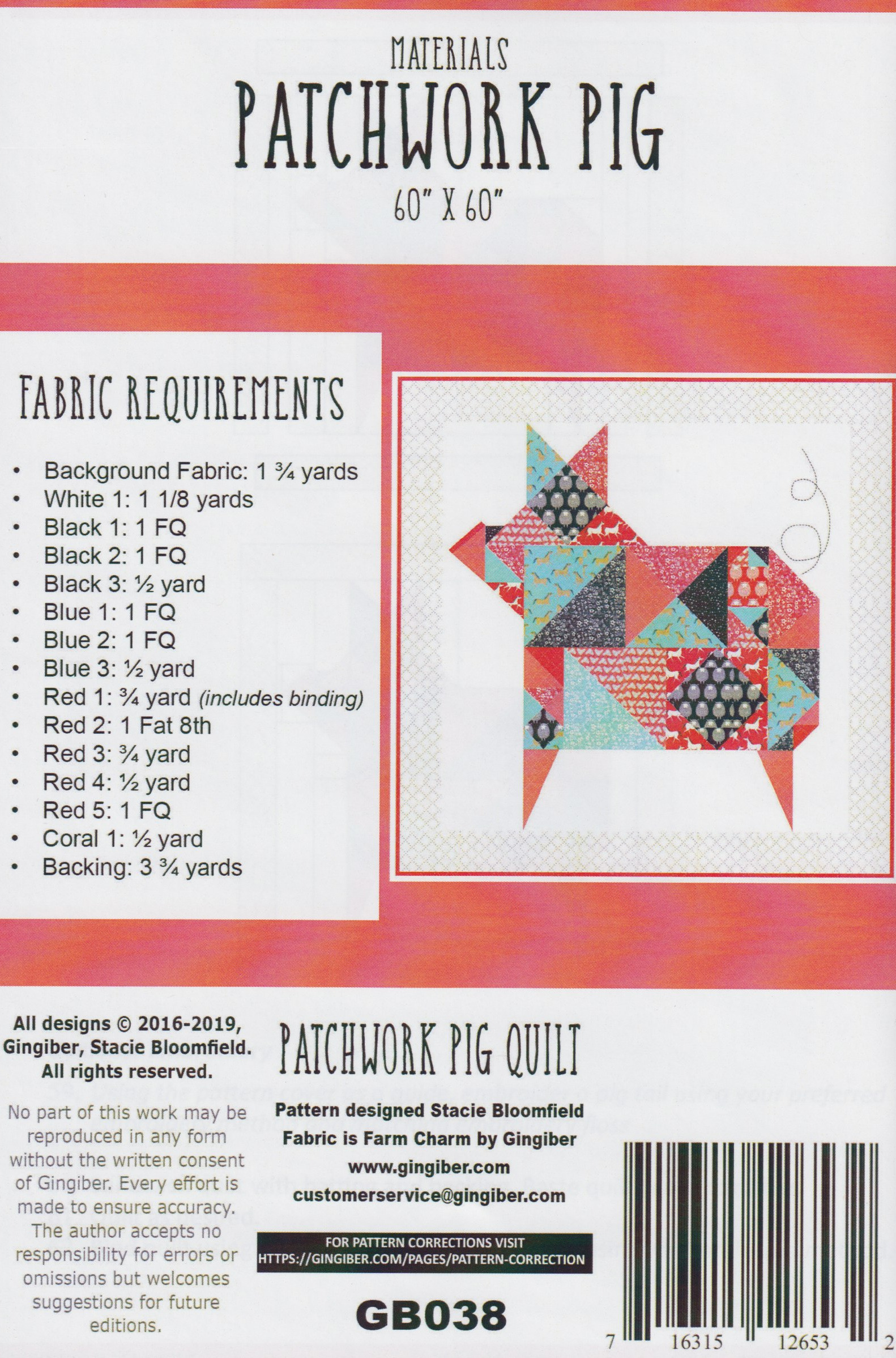 Patchwork Pig - Quilt Pattern