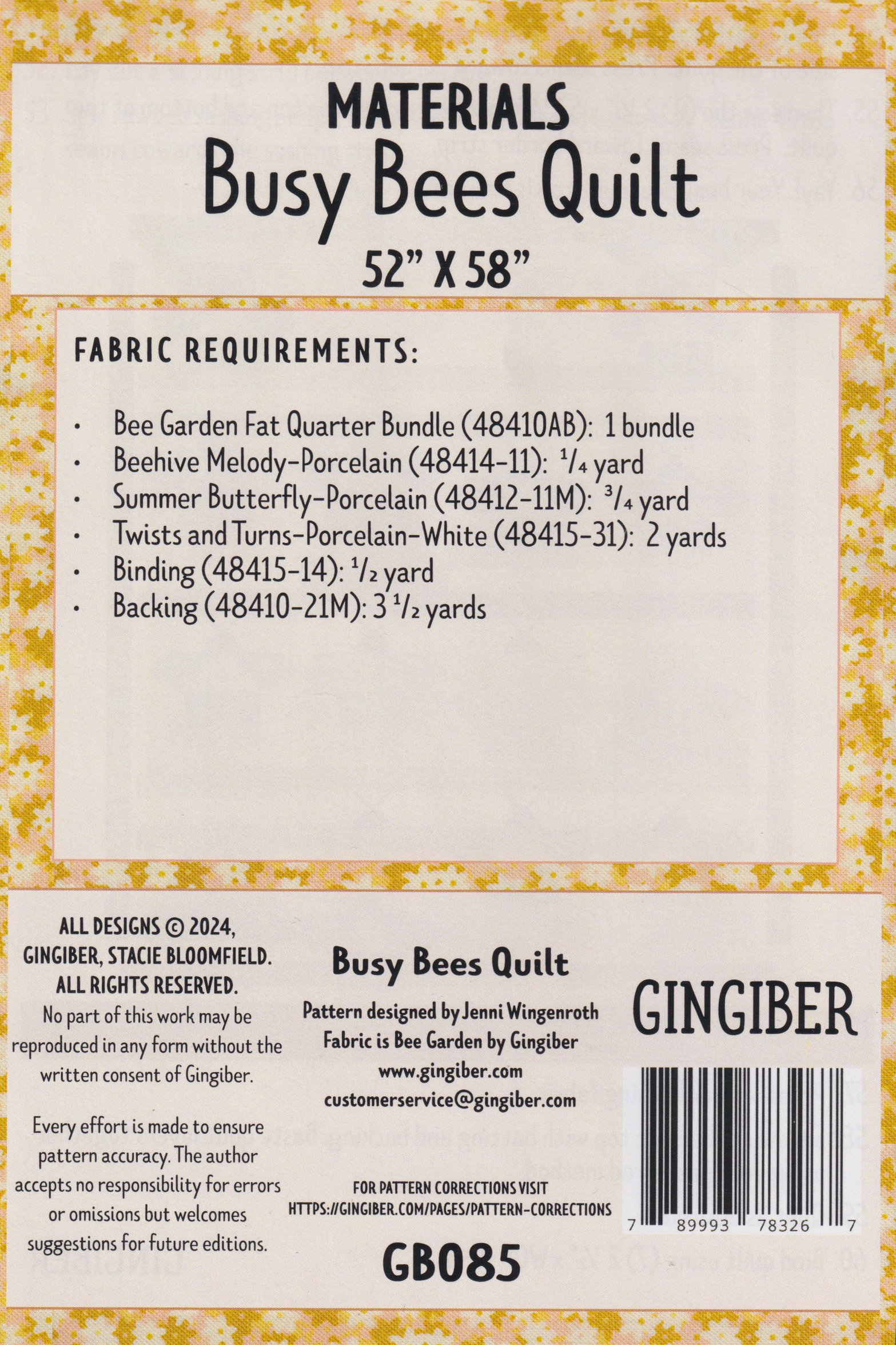 Busy Bees - Quilt Pattern