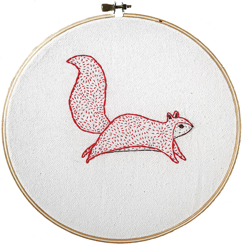 Bramble Embroidery Sample Squirrel
