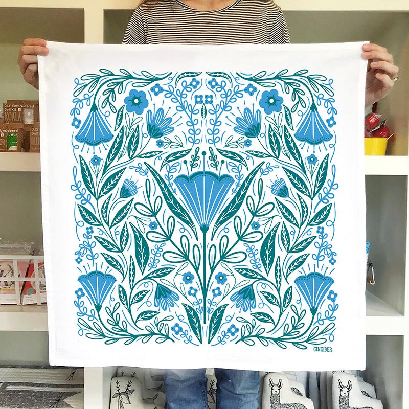 Tea Towel Blue Blossom