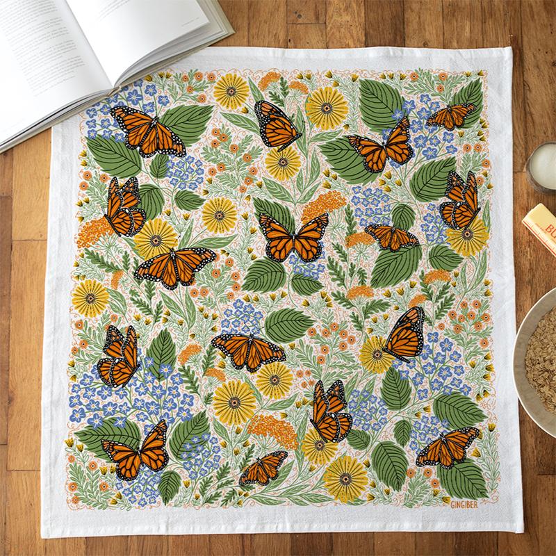 Monarch Garden Tea Towel 