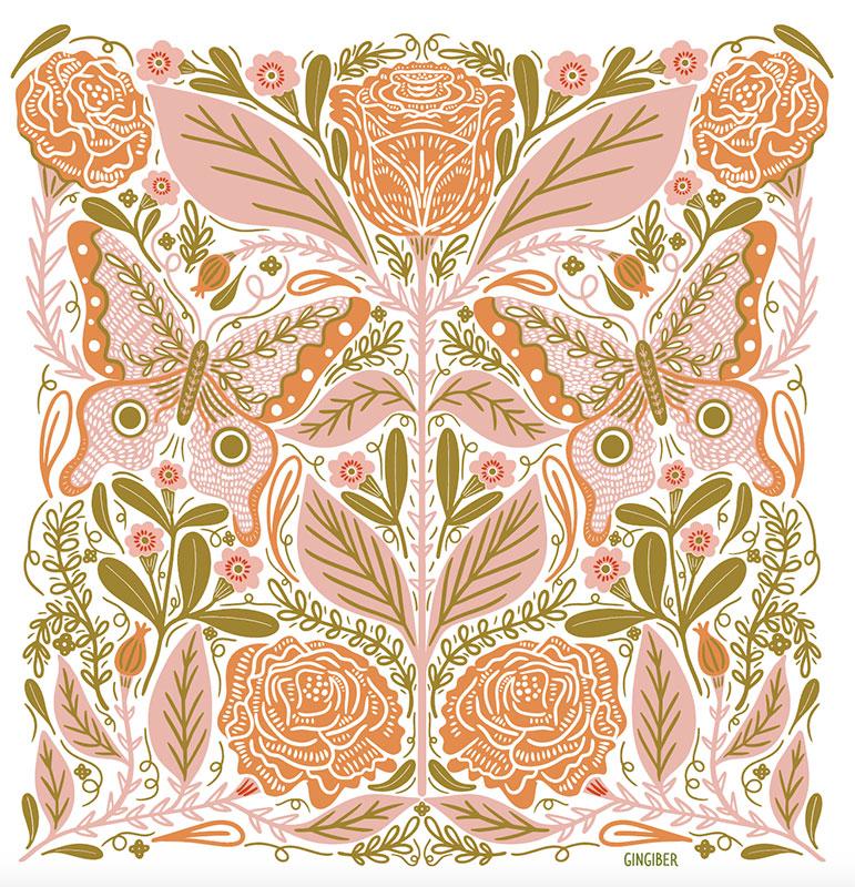 Tea Towel Vintage Butterfly 