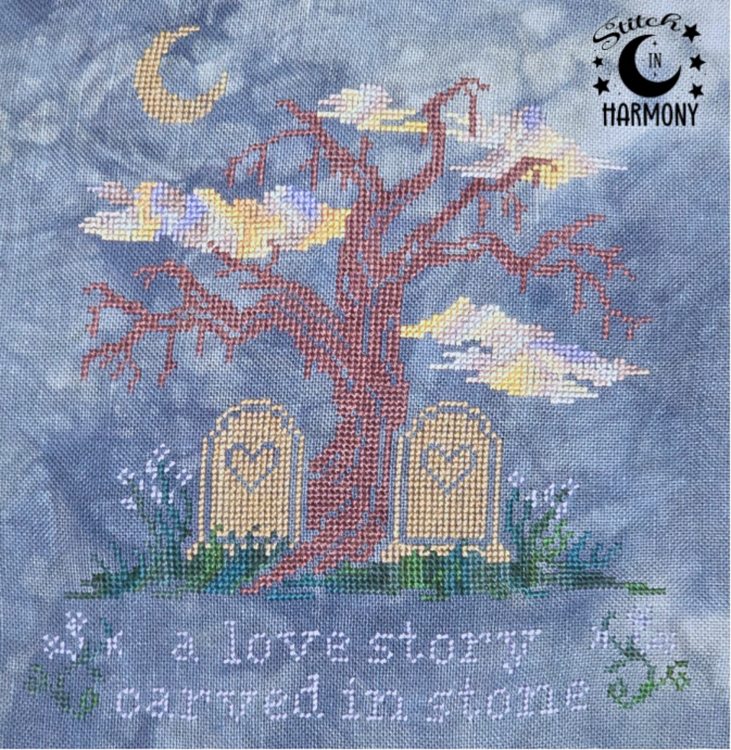 Stitch in Harmony: Carved in Stone - Halloween Cross Stitch, zoomed in. Select this picture to zoom back out.