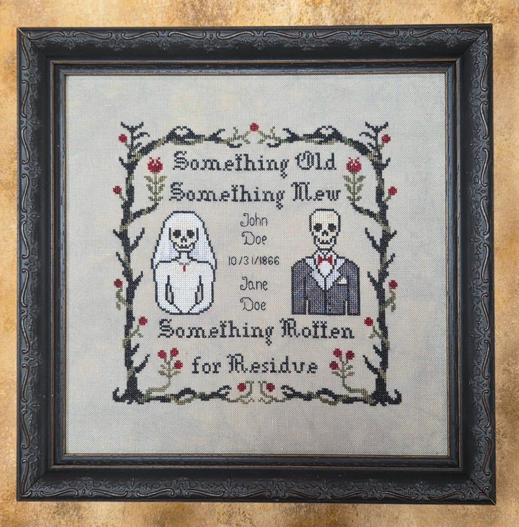 Gravely Devoted - Halloween Cross Stitch Pattern, zoomed in. Select this picture to zoom back out.