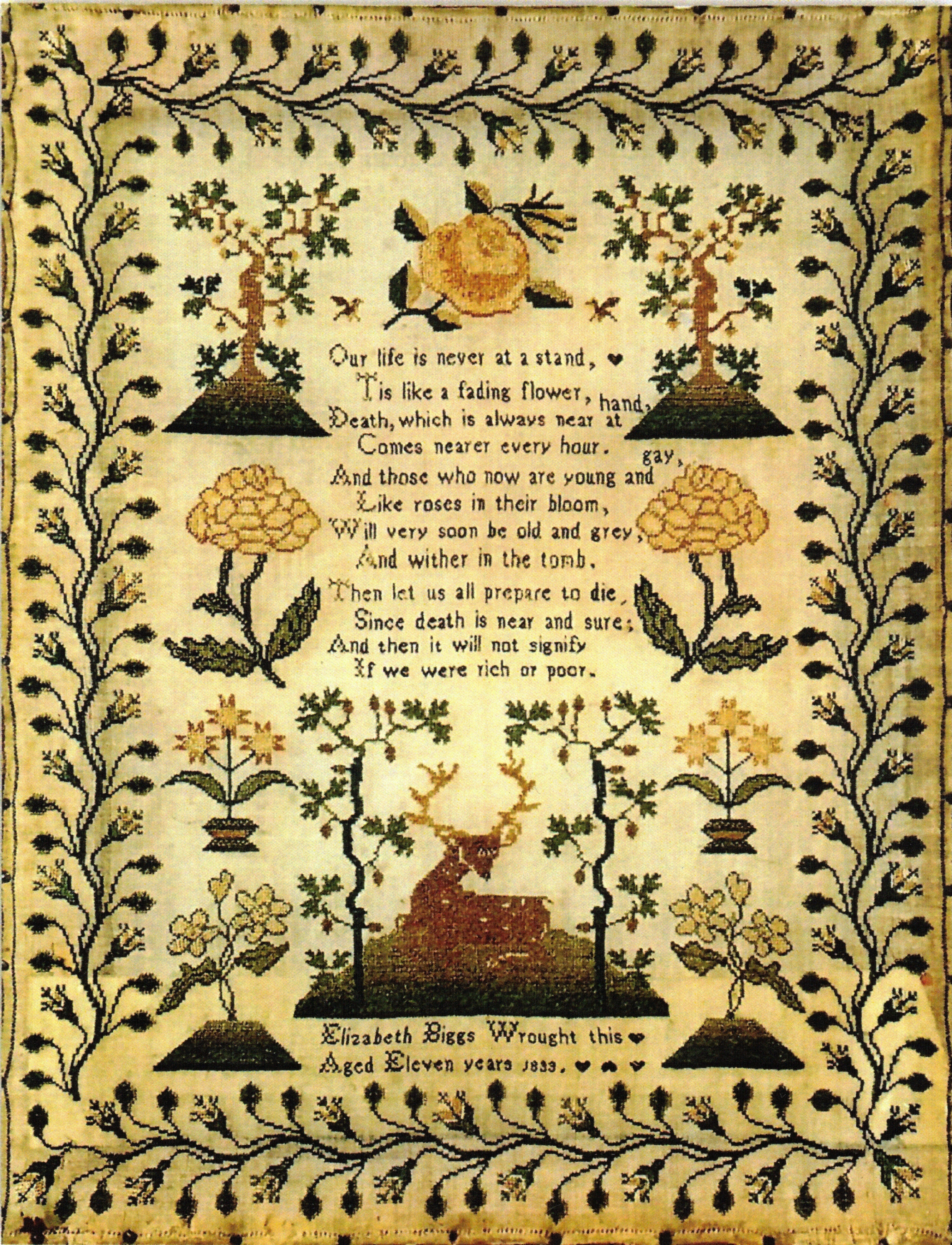 Elizabeth Biggs 1833 - Cross Stitch Pattern