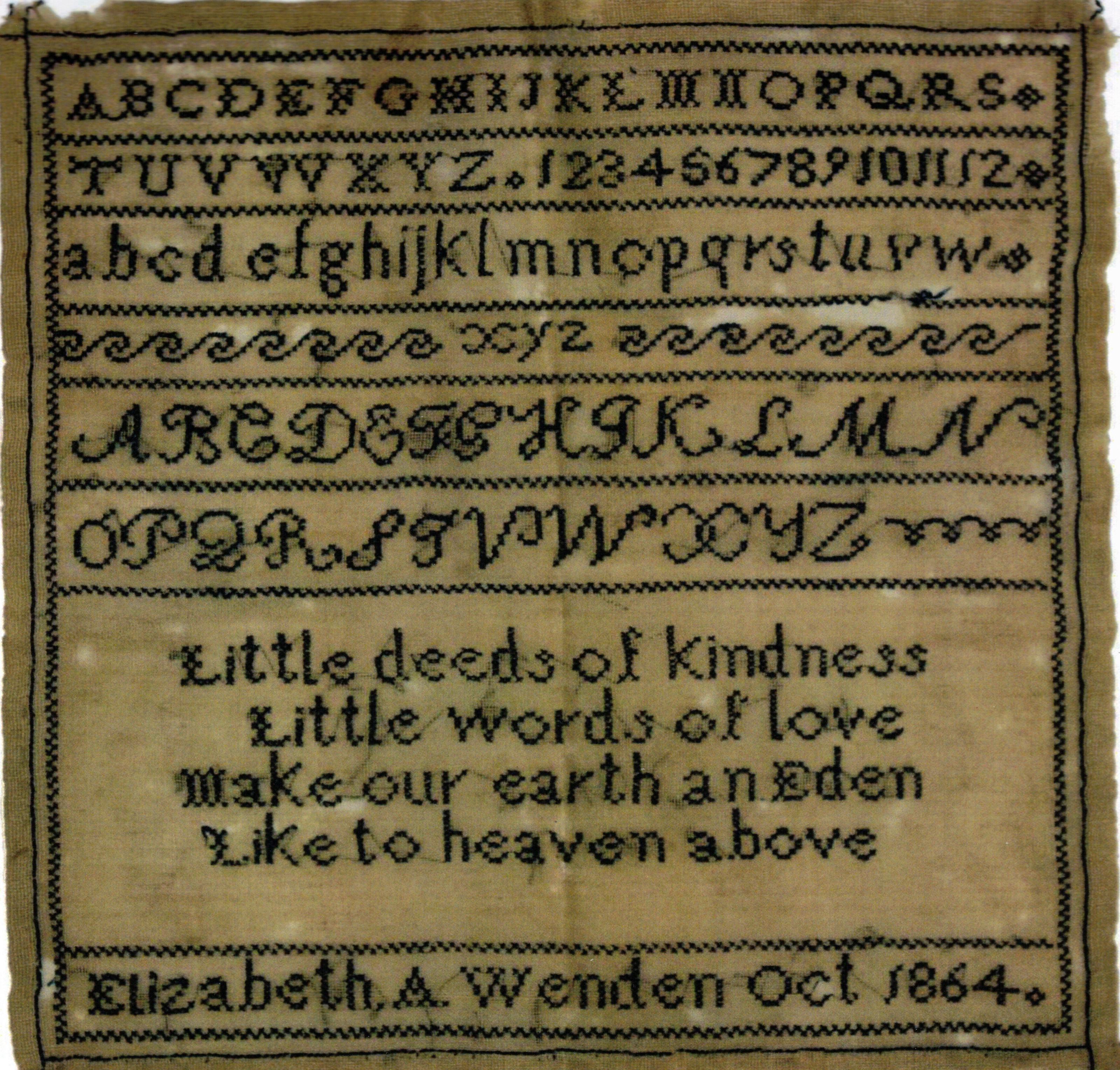 Elizabeth A Wenden 1864 - Cross Stitch Pattern