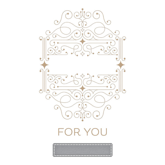 Four Petal Scroll Label Glimmer - Hot Foil Plate & Die Set 