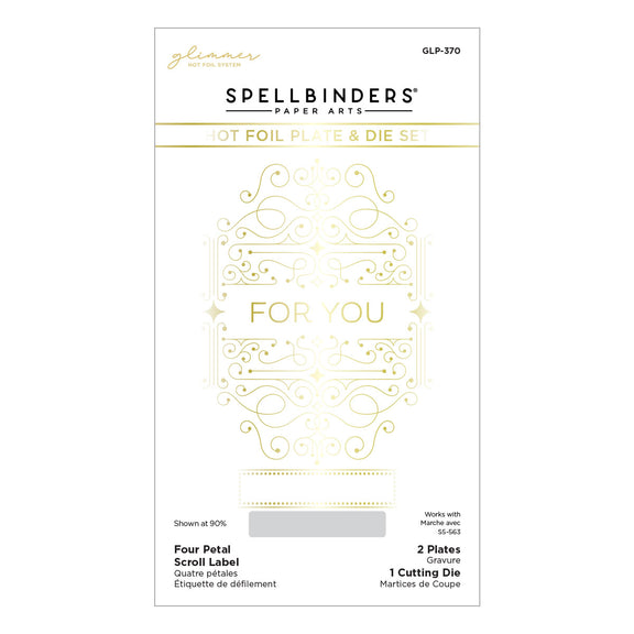 Four Petal Scroll Label Glimmer - Hot Foil Plate & Die Set 