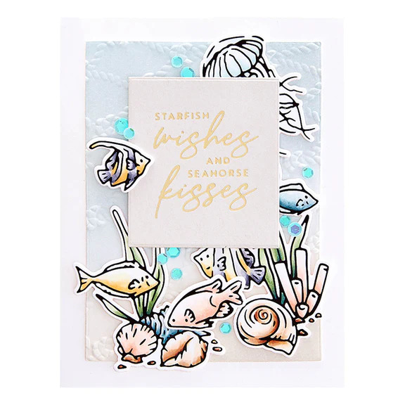 Seahorse Kisses Sentiments - Glimmer Hot Foil Plate and Die