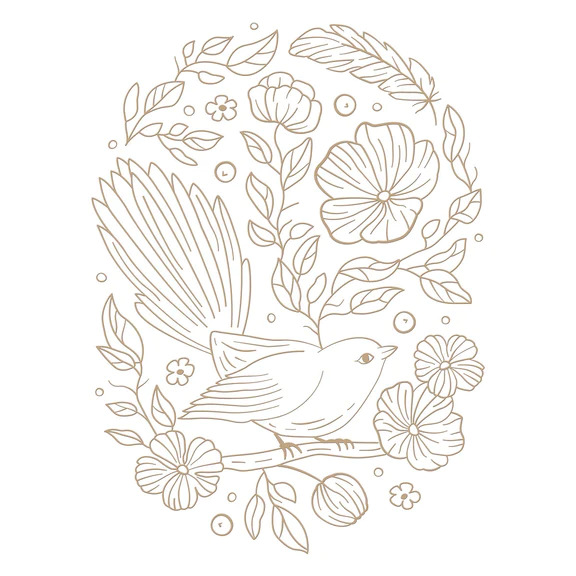 Stylish Oval Floral Bird - Glimmer Hot Foil Plate