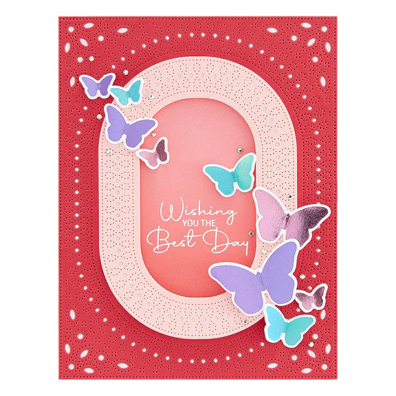 Stylish Oval Fluttering By - Glimmer Hot Foil Plate and Die