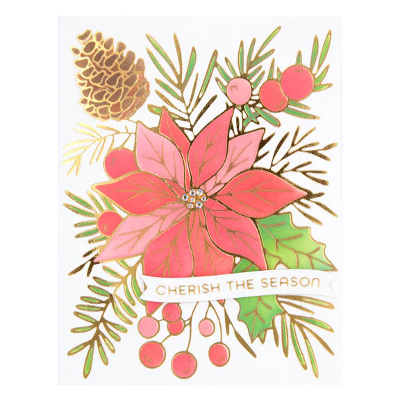 Full Bloom Poinsettia - Christmas Hot Foil Plate