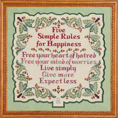 Five Simple Rules For Happiness - Cross Stitch Pattern