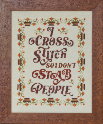 Why I Stitch - Cross Stitch Pattern, zoomed in. Select this picture to zoom back out.
