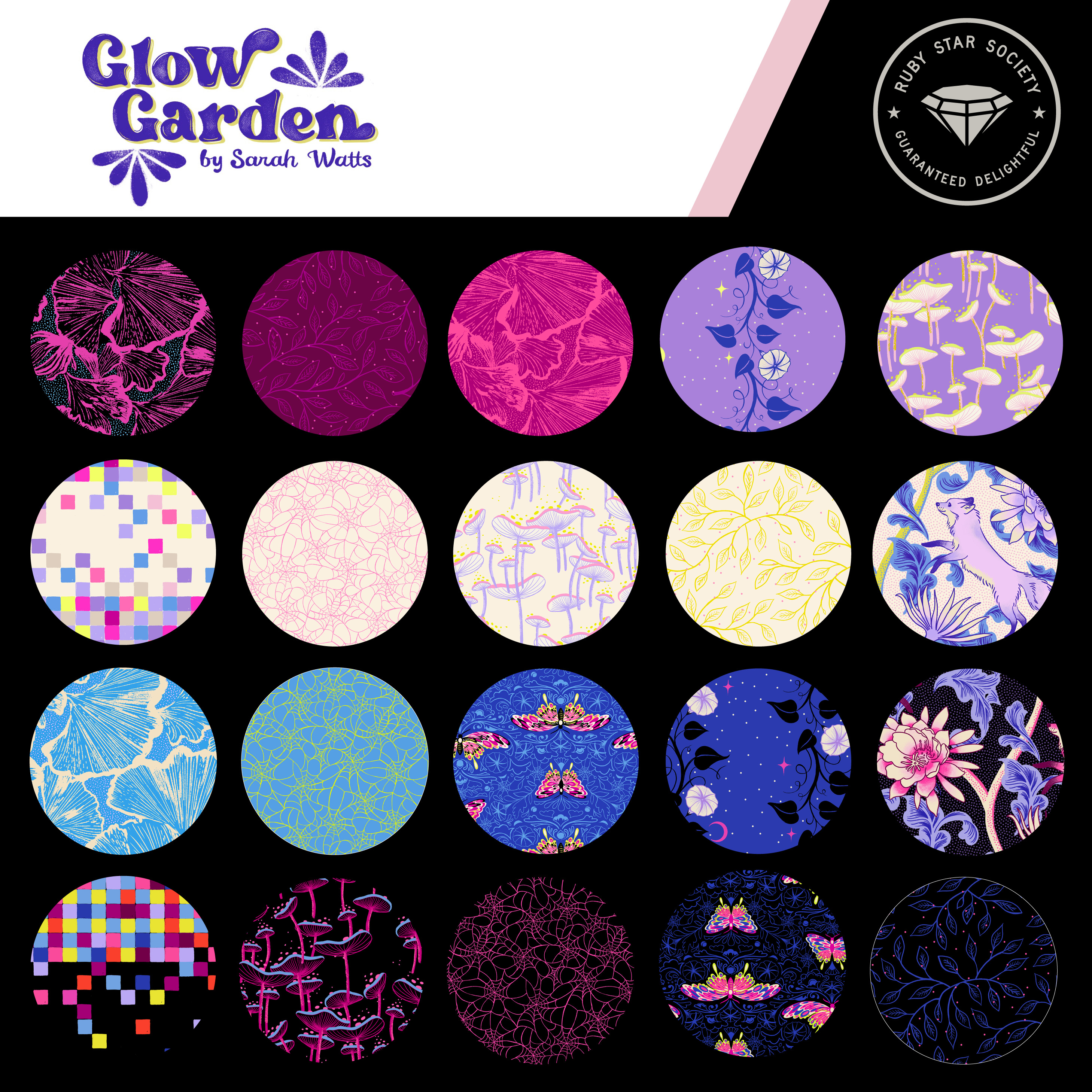 Glow Garden Vines Blacklight - Quilt Fabric