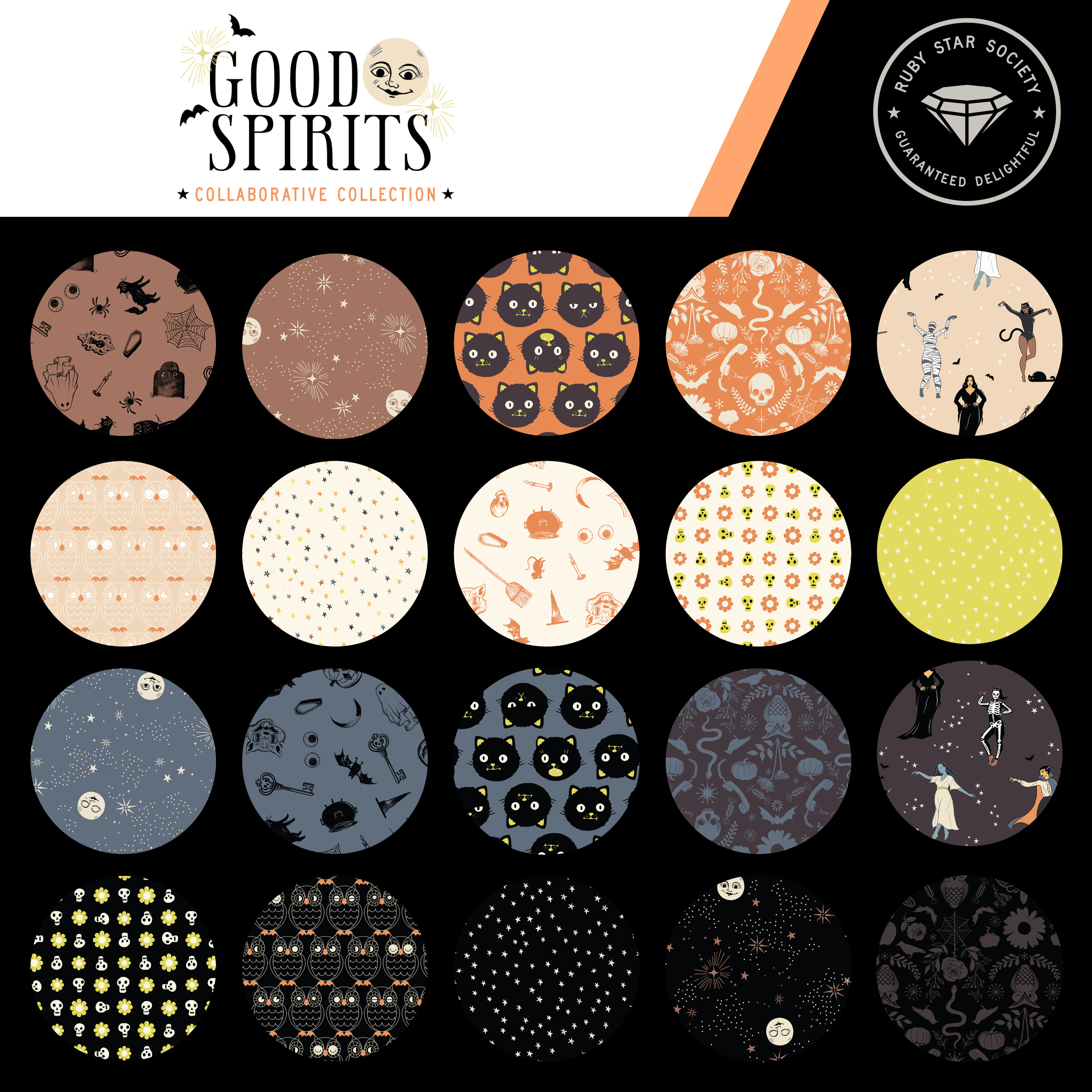 Good Spirits Skulls - Black - Quilt Fabric
