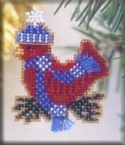 Snowcapped Red Bird 2002 - Beaded Cross Stitch Kit