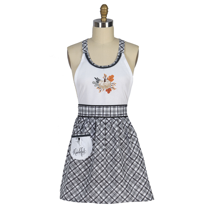 Hostess Apron Gingham Pumpkin