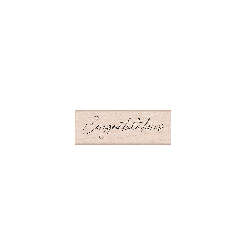 Cursive Congratulations - Wood Mounted Rubber Stamp