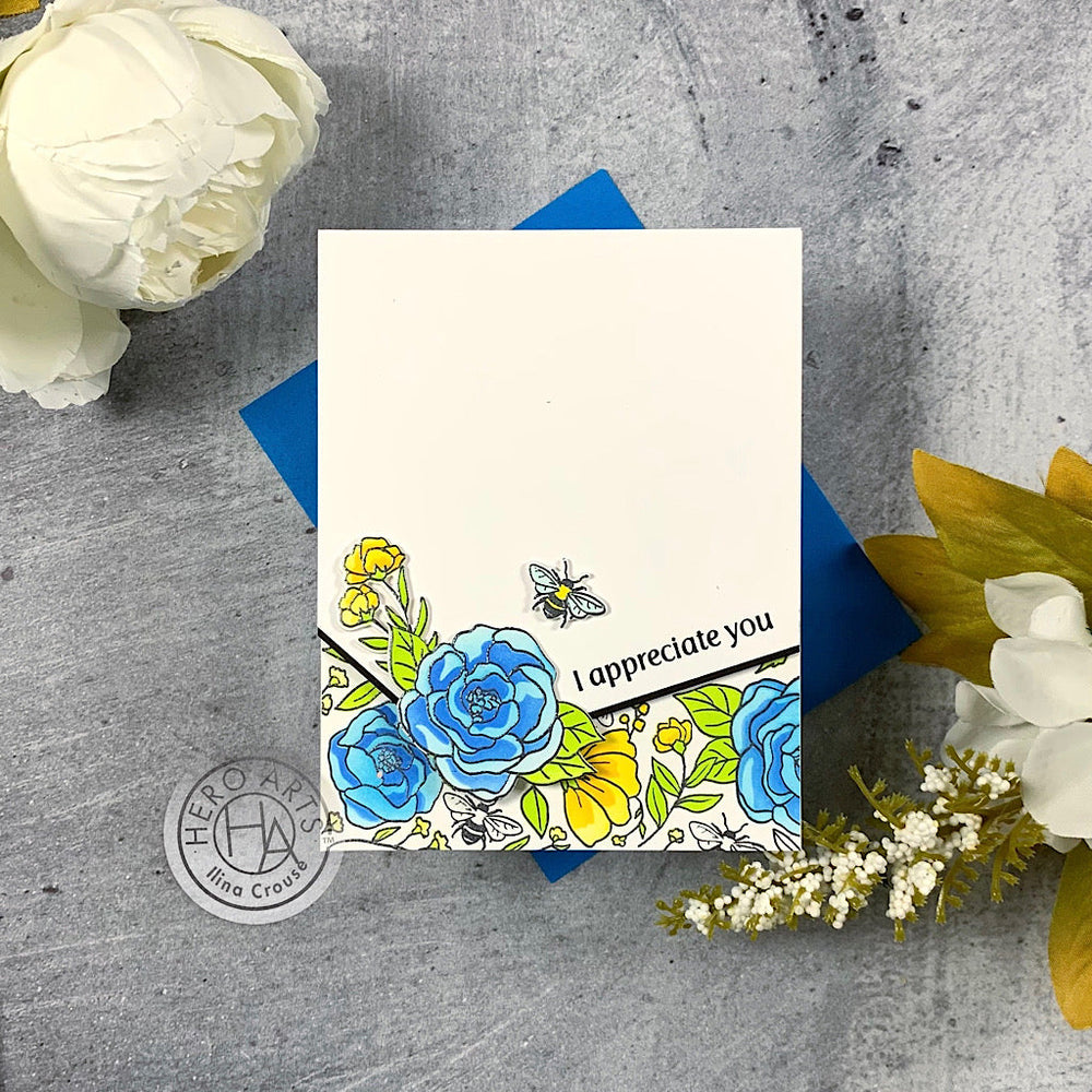 Flowers & Bees Bold Prints - Cling Stamp