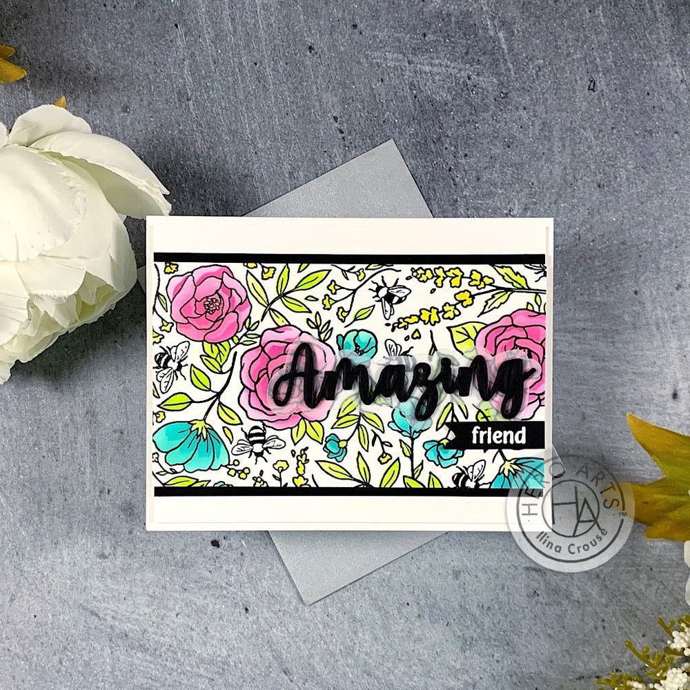 Flowers & Bees Bold Prints - Cling Stamp