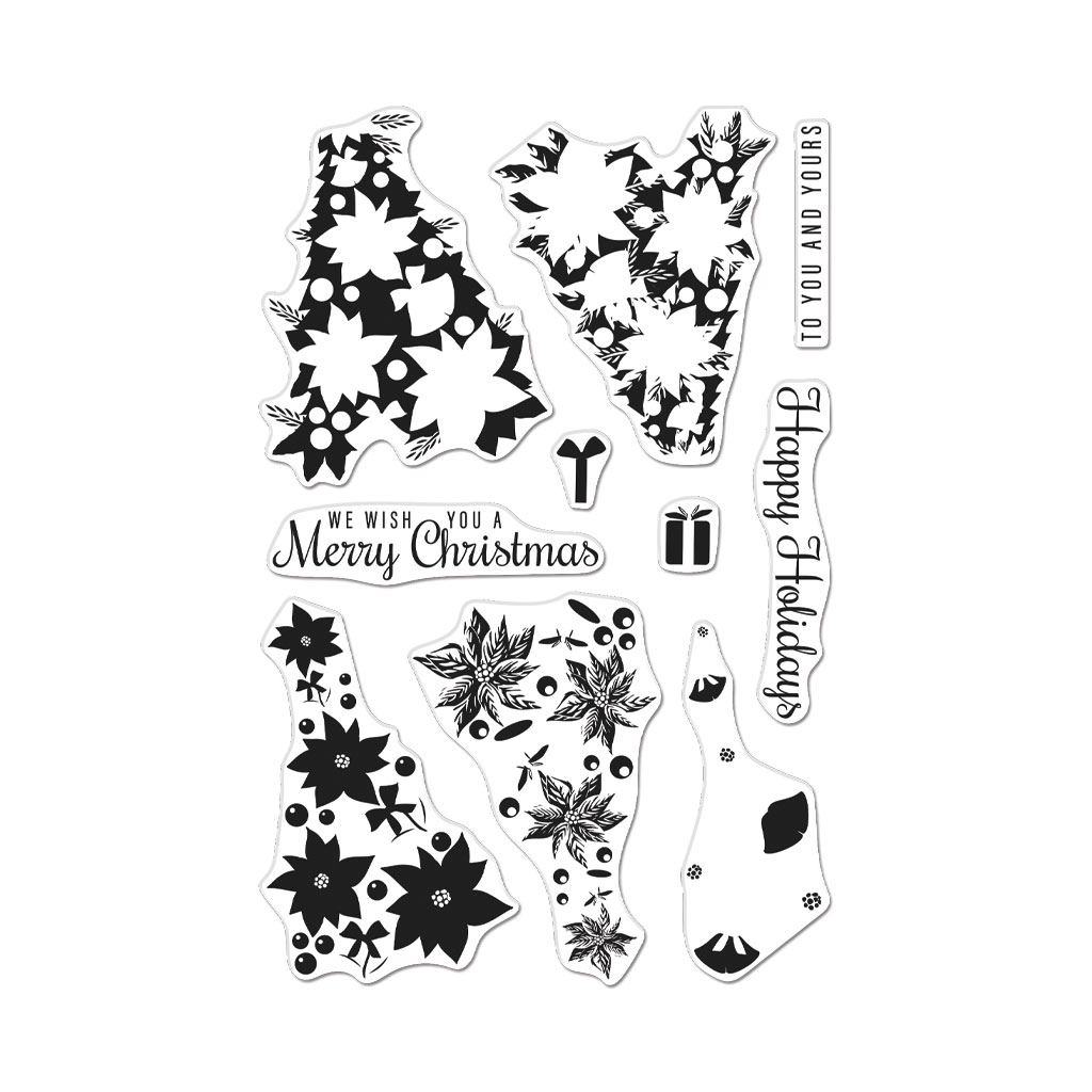Color Layering Poinsettia Christmas Tree - Clear Stamp