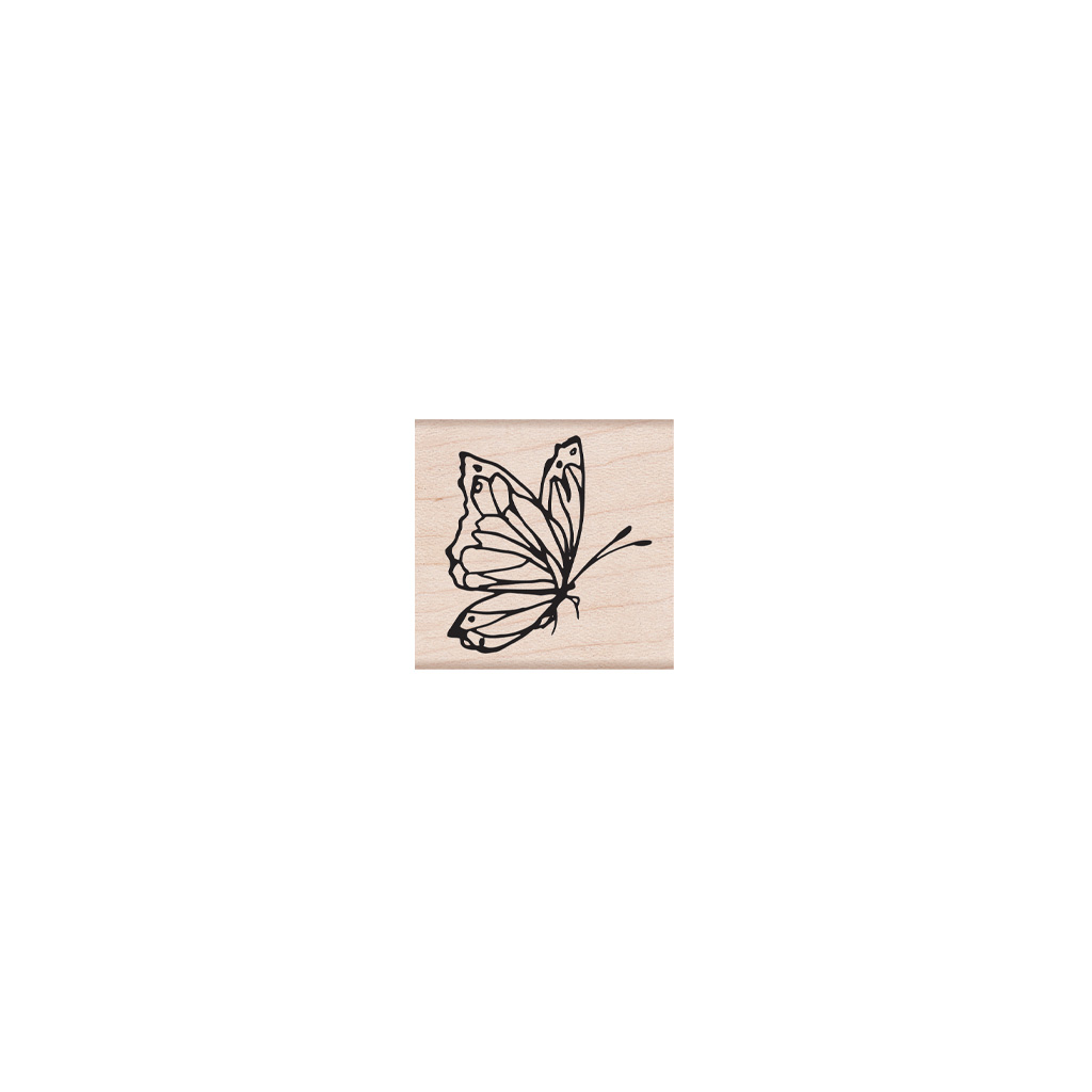 Side View Butterfly - Wood Mounted Rubber Stamp, zoomed in. Select this picture to zoom back out.