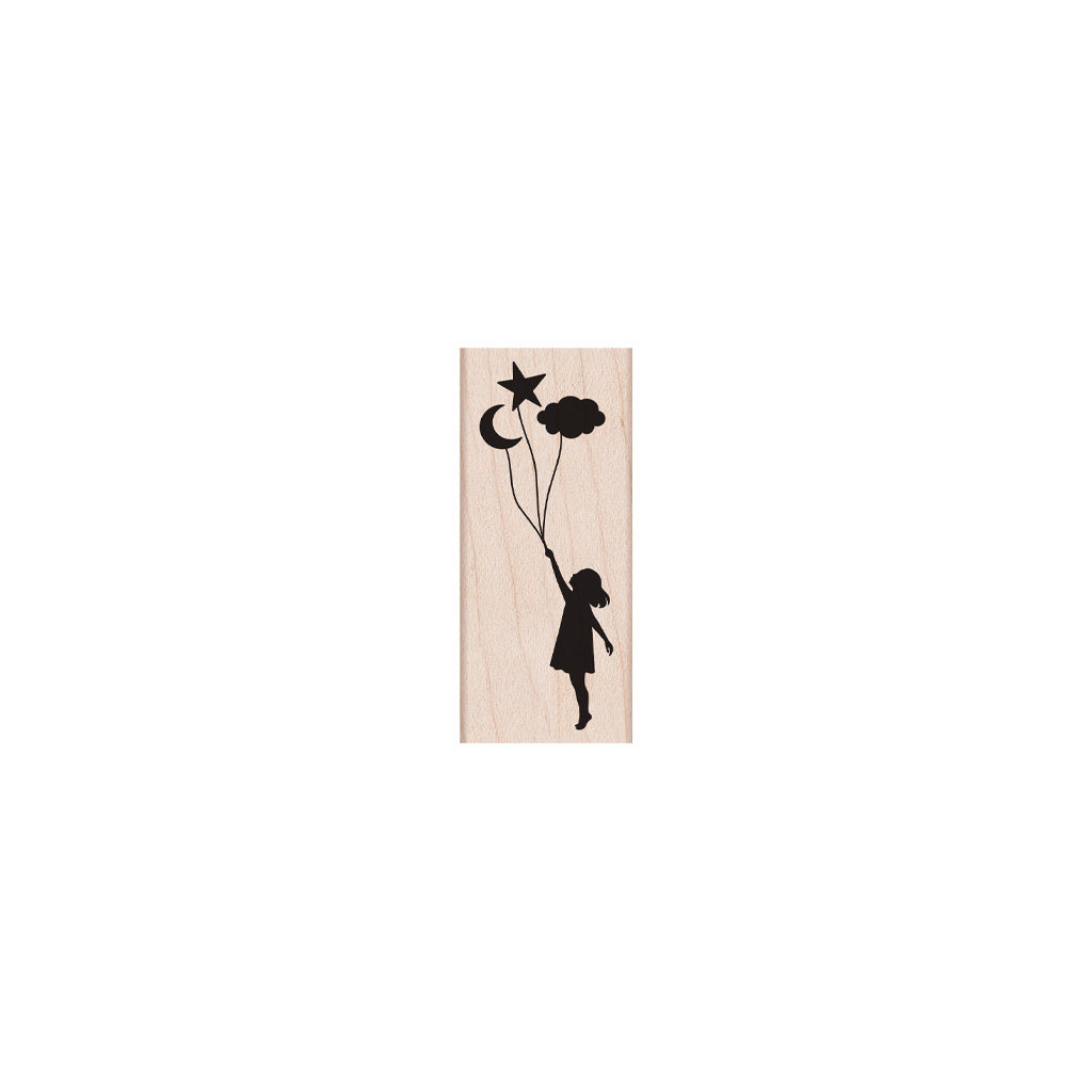 Girl Looking to the Stars - Wood Mounted Rubber Stamp