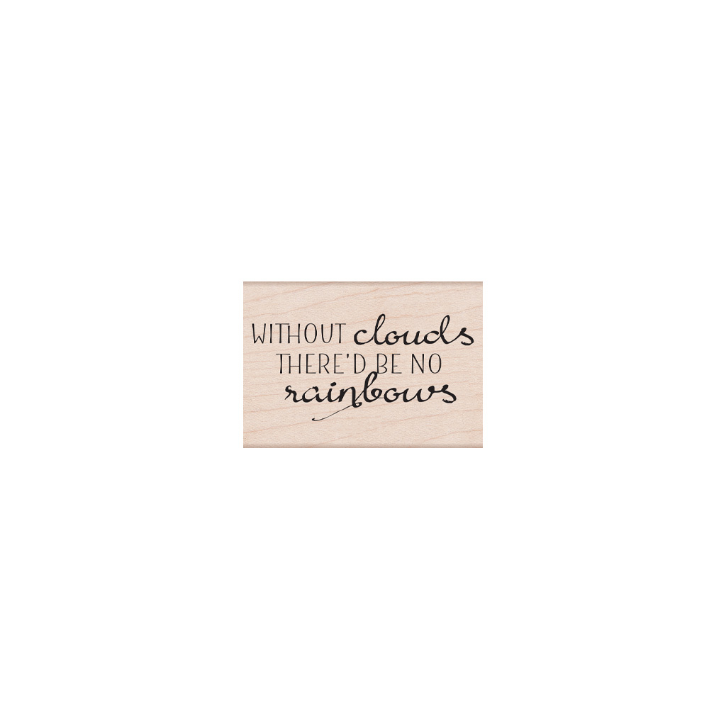 Clouds and Rainbow Message - Wood Mounted Rubber Stamp
