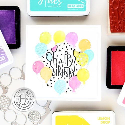 Hero Arts Happy Birthday Confetti and Balloons - Wood Rubber Stamp ...
