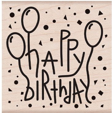 Hero Arts Happy Birthday Confetti and Balloons - Wood Rubber Stamp ...