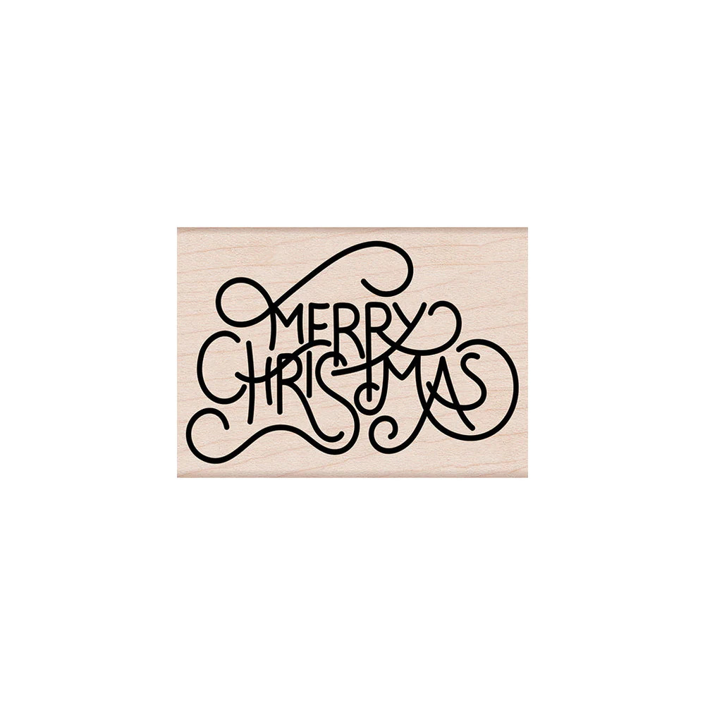 Flowy Merry Christmas - Wooden Stamp
