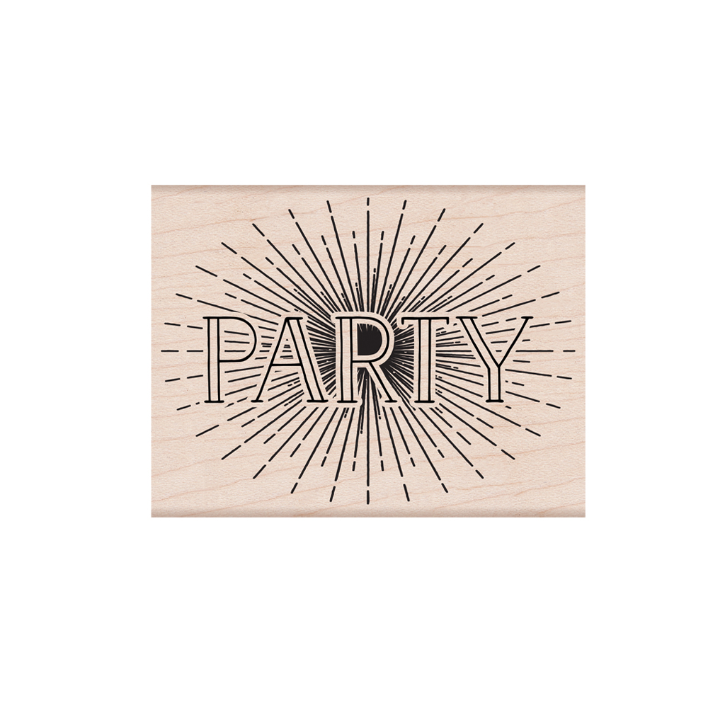 Party - Wood Mounted Rubber Stamp