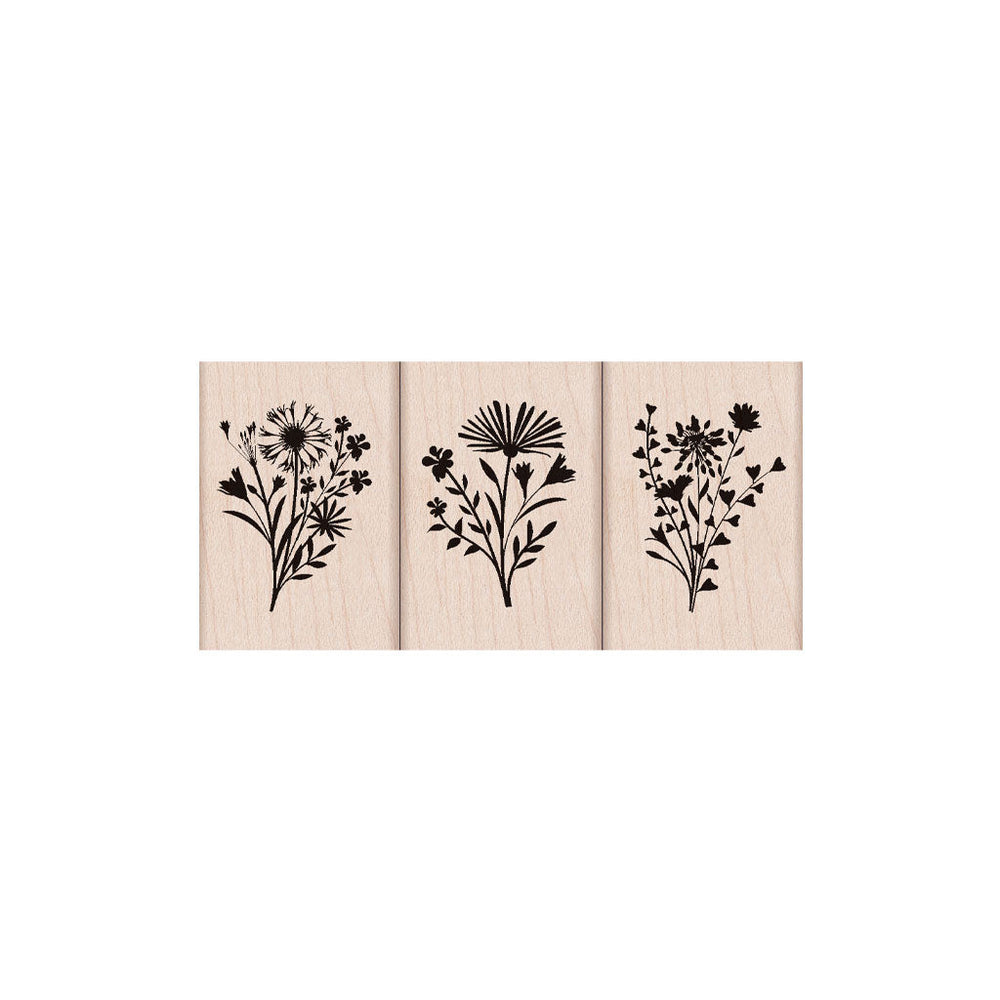 Three Floral Imprints - Rubber Stamp