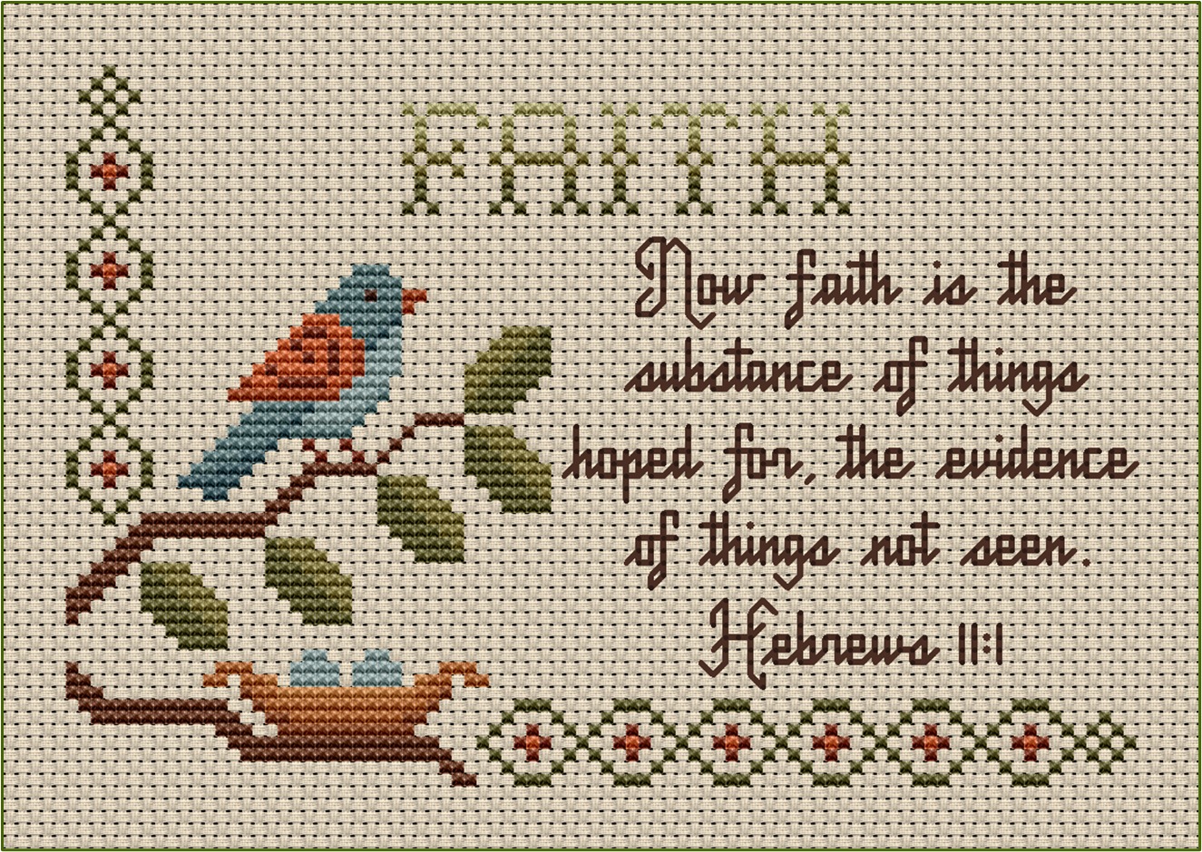 Faith - Hebrews 11 - Religious Cross Stitch Pattern