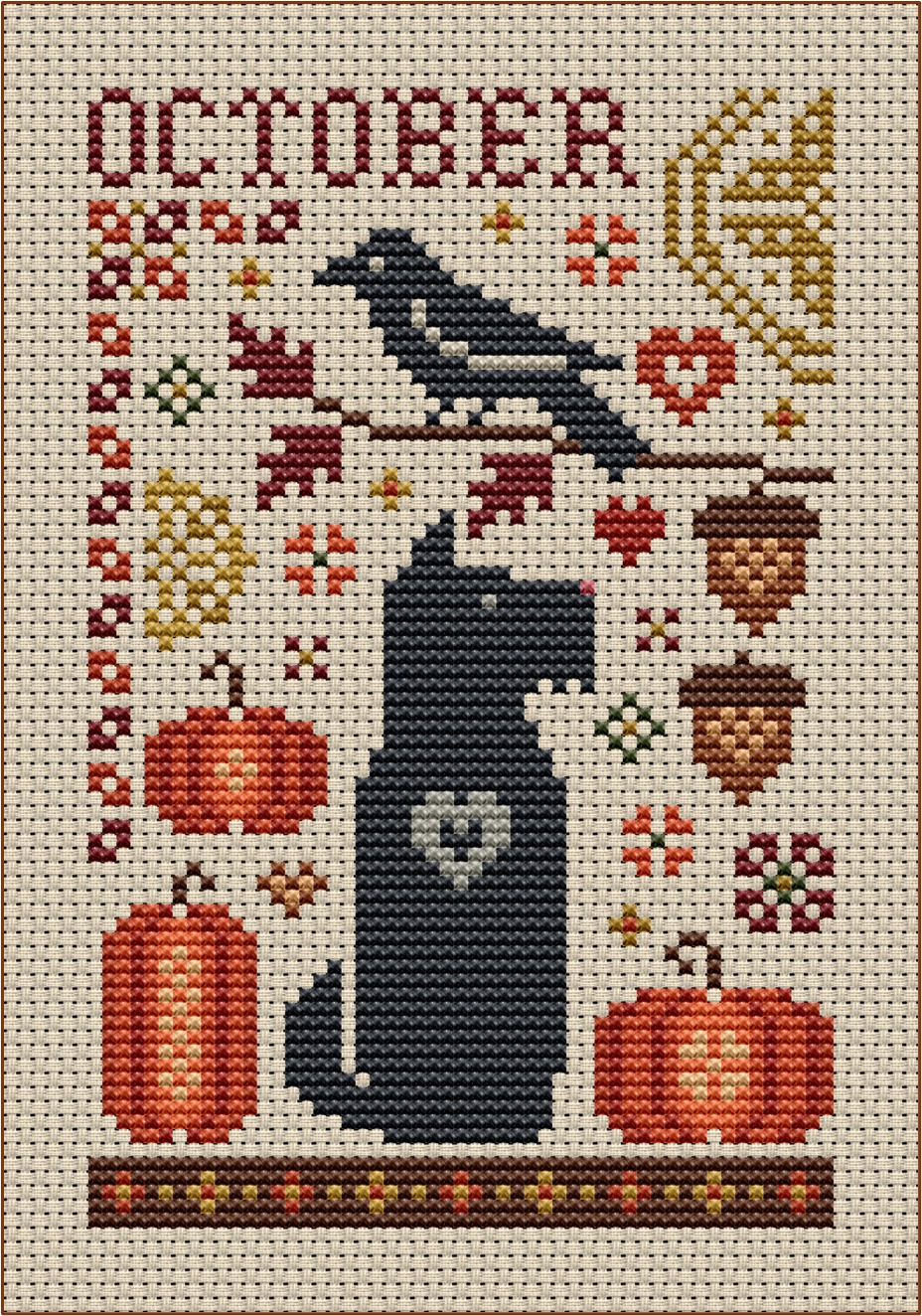 Scottie October Dog - Cross Stitch Pattern