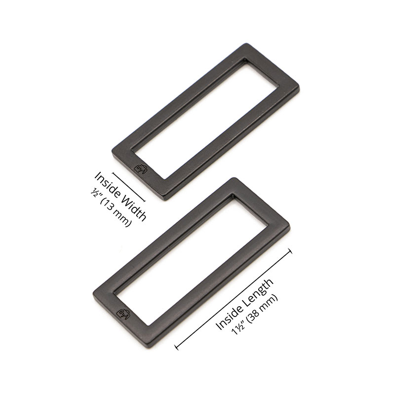 Rectangle Ring Flat 1.5" Black 2ct
