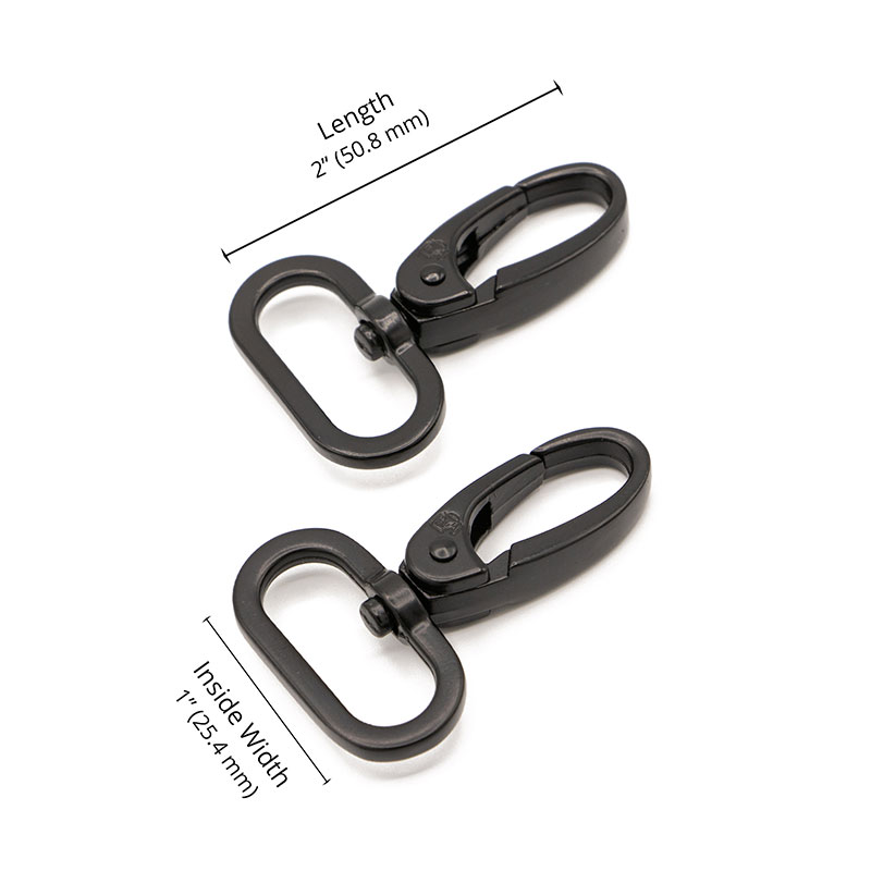 Swivel Hook 1" Black 2ct
