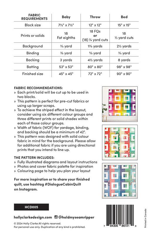Dialogue Cabin  - Quilt Pattern
