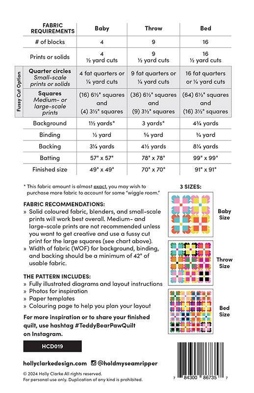 Teddy Bear Paw Quilt - Quilt Pattern