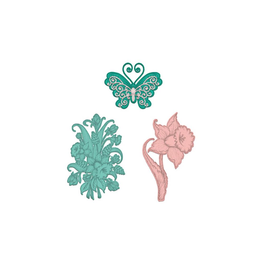 Delightful Daffodil and Butterfly - Craft Die, zoomed in. Select this picture to zoom back out.