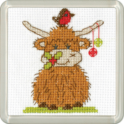 Highland Baubles Coaster - Christmas Cross Stitch Kit
