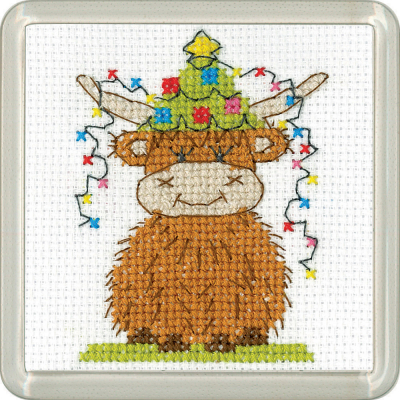 Highland Christmas Lights Coaster - Cross Stitch Kit