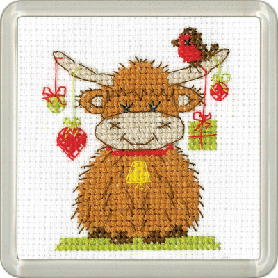 Highland Heart Coaster - Christmas Cross Stitch Kit